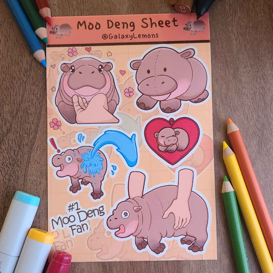 Moo Deng Sticker Sheet