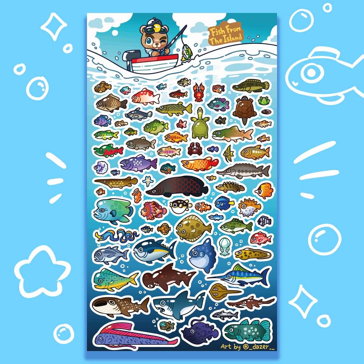 ACNH Sticker Sheet - Fish From The Island [PRE-ORDER]