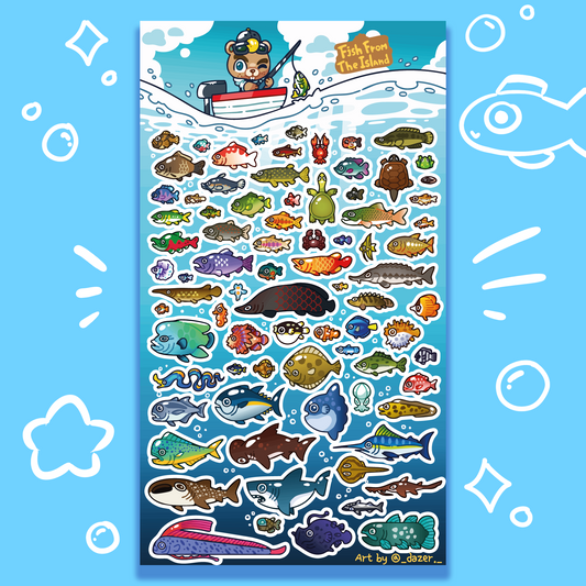 ACNH Sticker Sheet - Fish From The Island [PRE-ORDER]